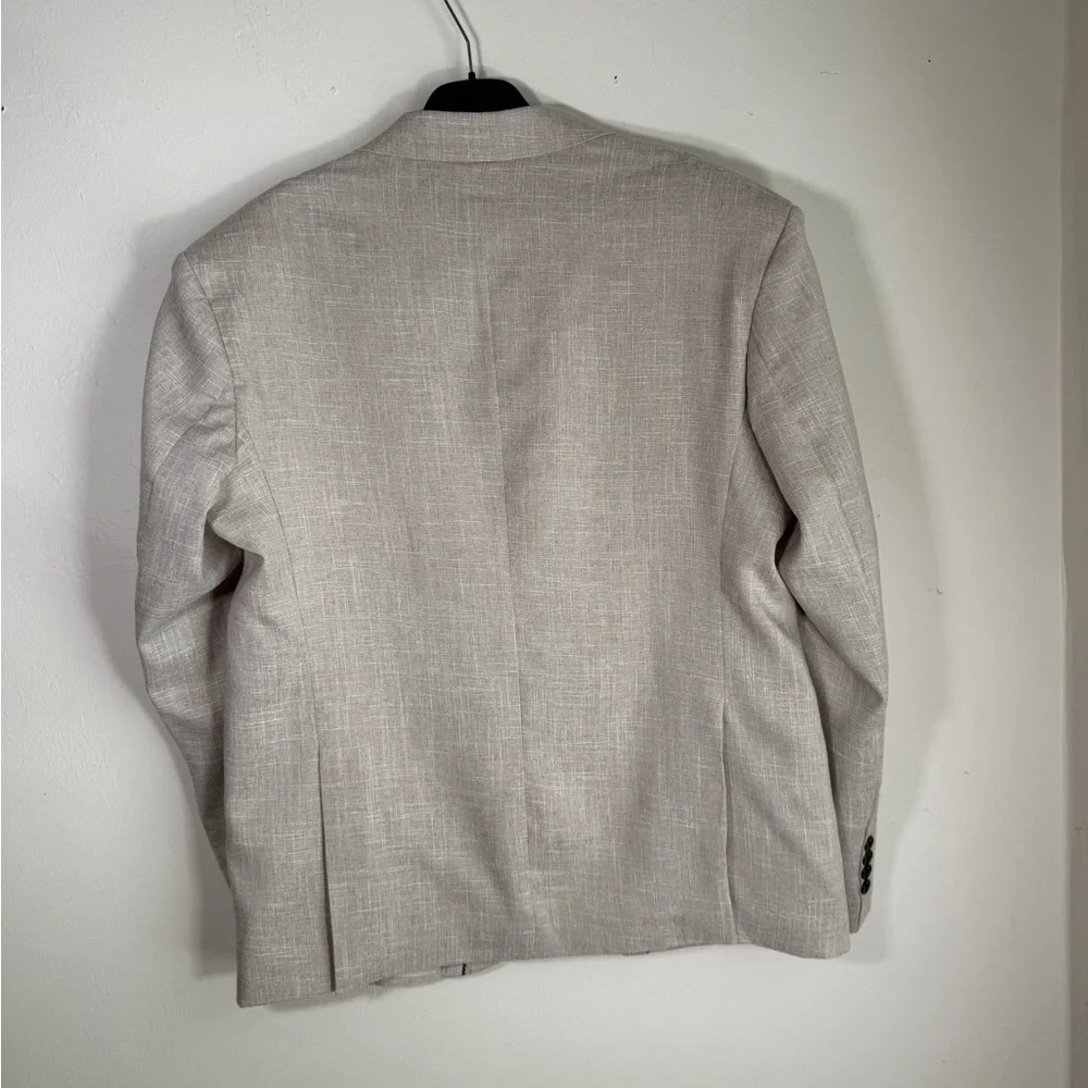 Men's Light Beige Textured Blazer - Single-Button Sport Coat